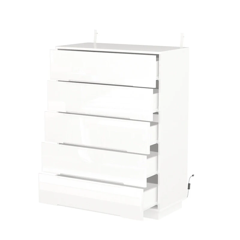 5-Drawer High Gloss Chest Dresser with LED Lighting