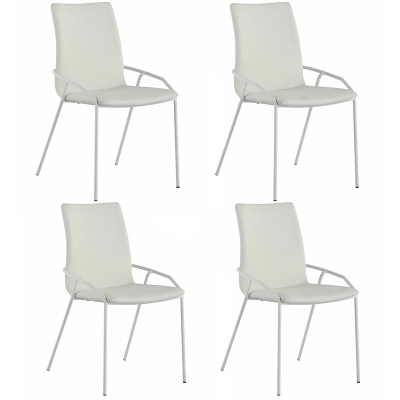Somette Contemporary White Upholstered Side Chair, Set of 4 - N/A