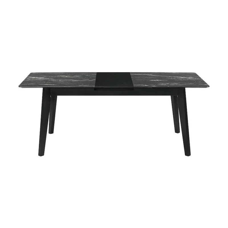 Rectangular Dining Table with Extension Leaf and Faux Marble Finish Top