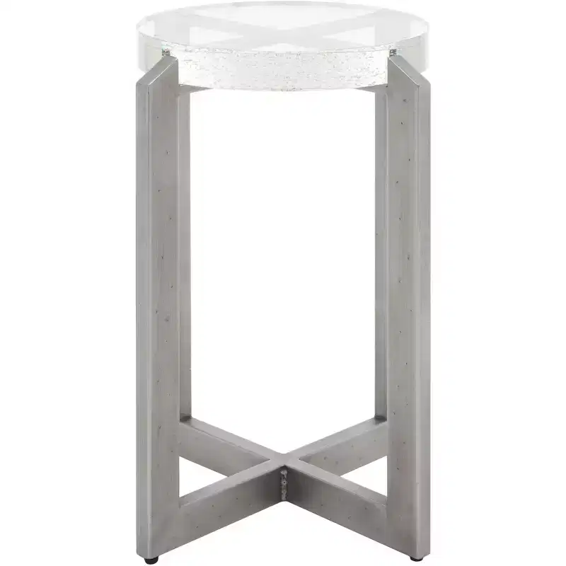 Pixie Round Bubble Glass Accent Table - AMH8354A - Silver/Clear - Safavieh Couture
