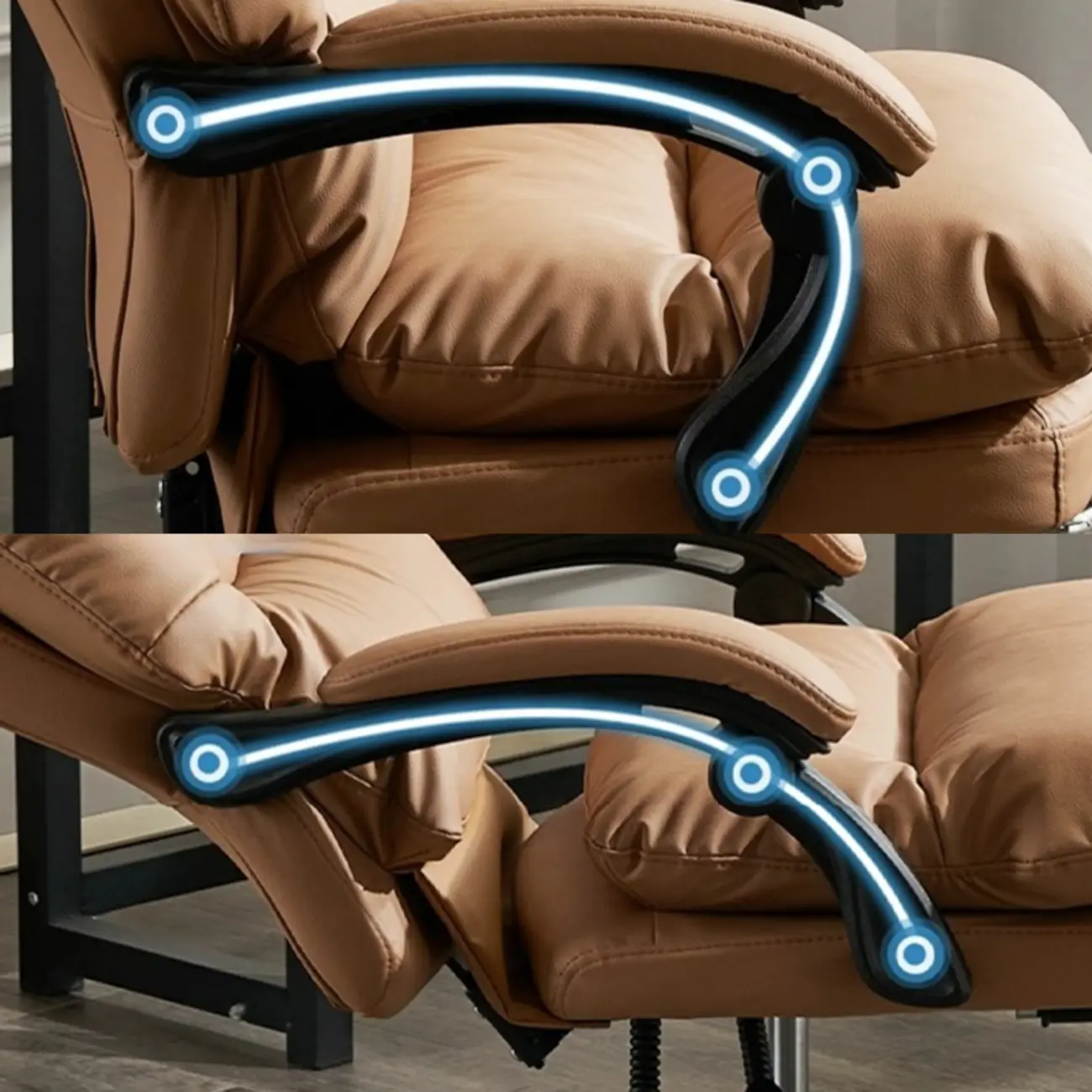 Ergonomic Leather Reclining Executive Office Chair with Footrest