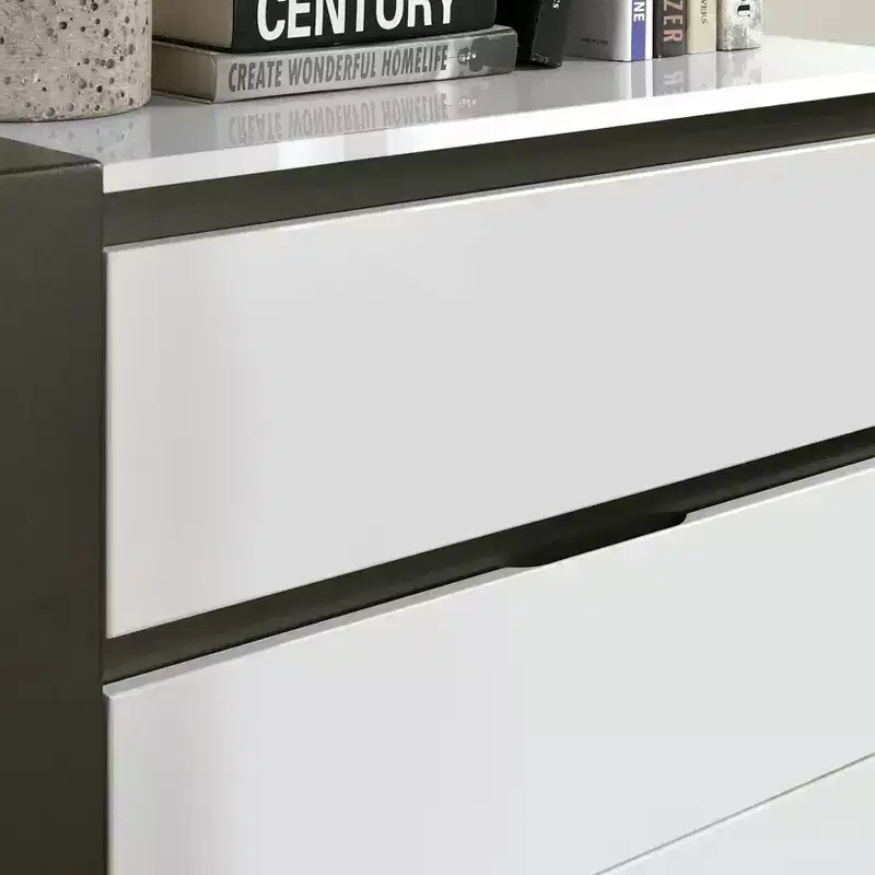 Pape Contemporary 5 Drawer Chest White/Metallic Gray - miBasics