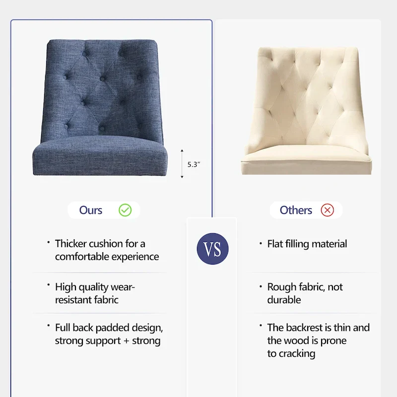 Home Computer Office Chair with Wheels Adjustable Height, Linen Fabric Upholstered Chair Swivel