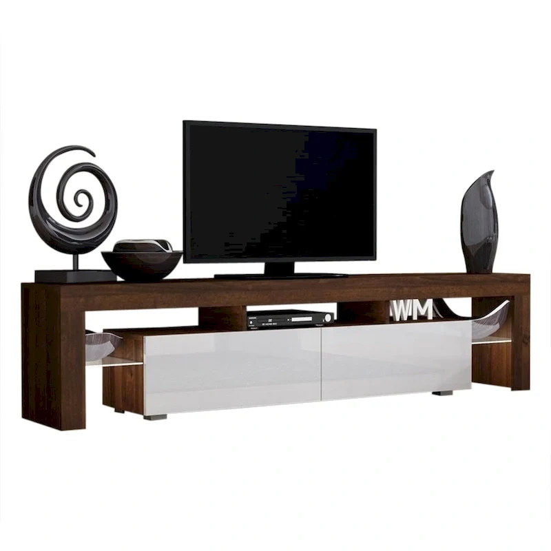 White 79-Inch TV Stand with LED Lights