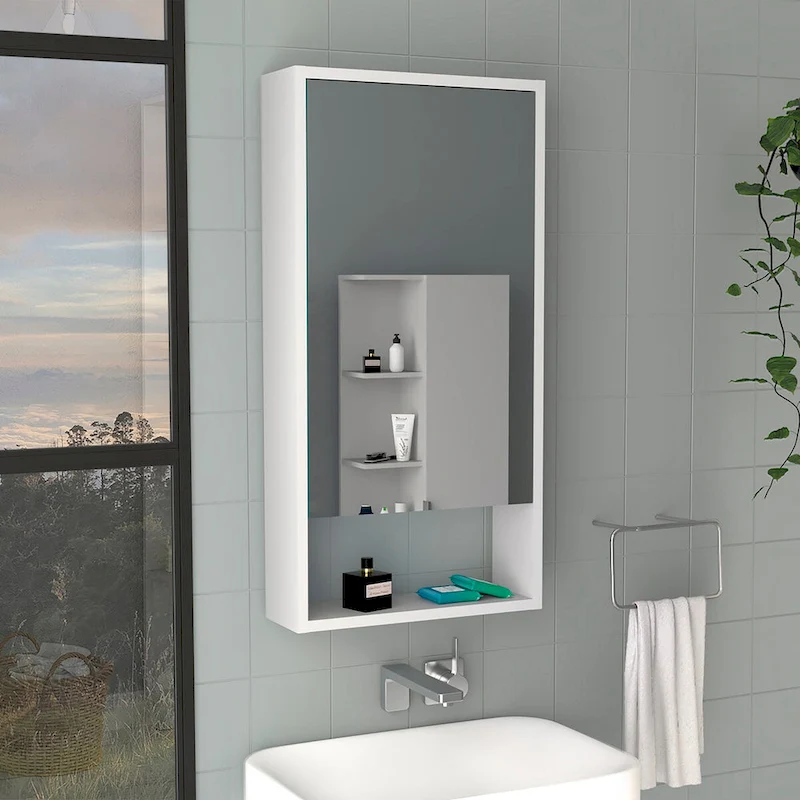 Medicine Cabinet Irvine, One External Shelf, White Finish,High quality and durable