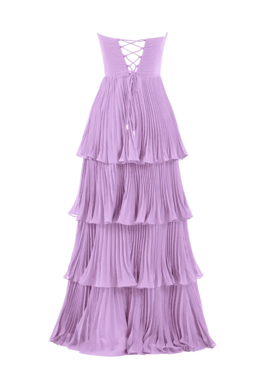 Strapless Emerald Green Ruffle Multi-Layer Long Prom Dress