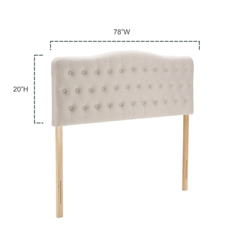 Beige / Grey Linen Button Tufted King Headboard with Adjustable Height, 1-Person
