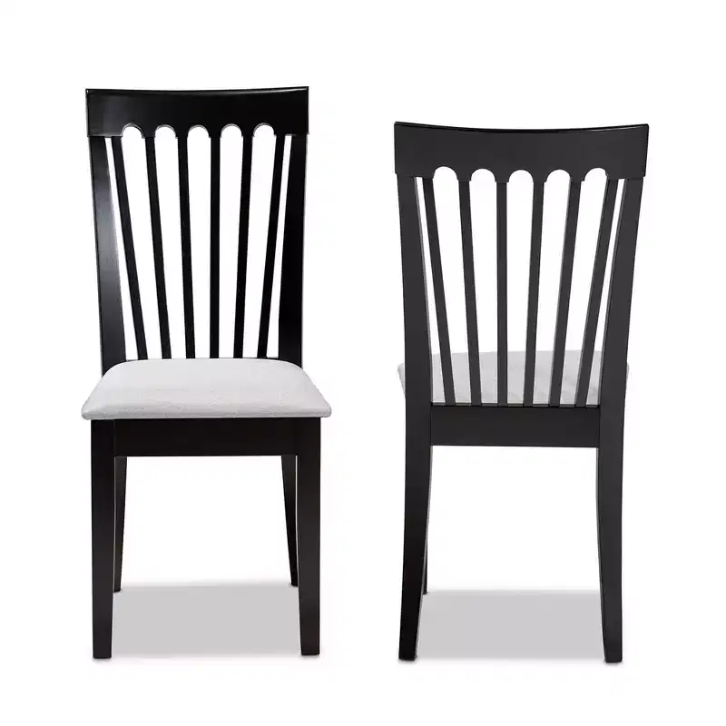 Set of 2 Minette Dining Chair Gray/Espresso - Baxton Studio: Solid Wood Frame, Foam-Padded, Modern Design