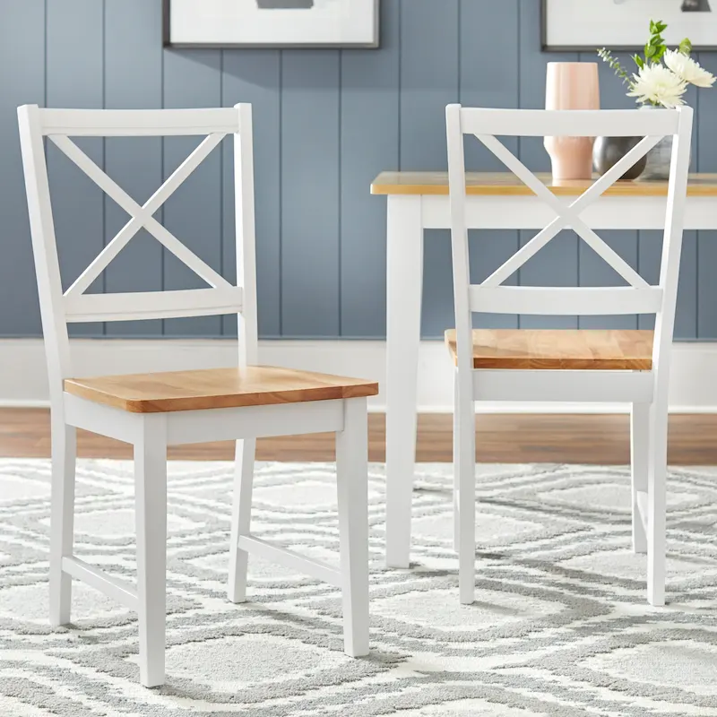 Crossback White/Natural 7-Piece Dining Set