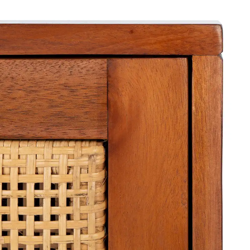 Natural / Black / White Rattan 2-Drawer Nightstand