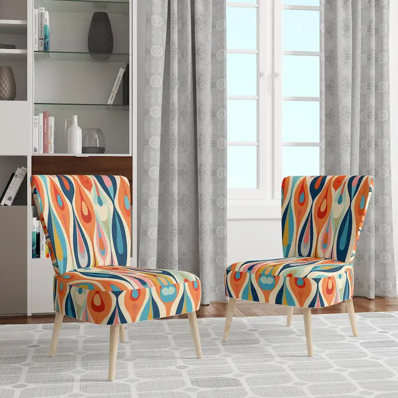 Retro Abstract Drops XI Upholstered Accent Chair