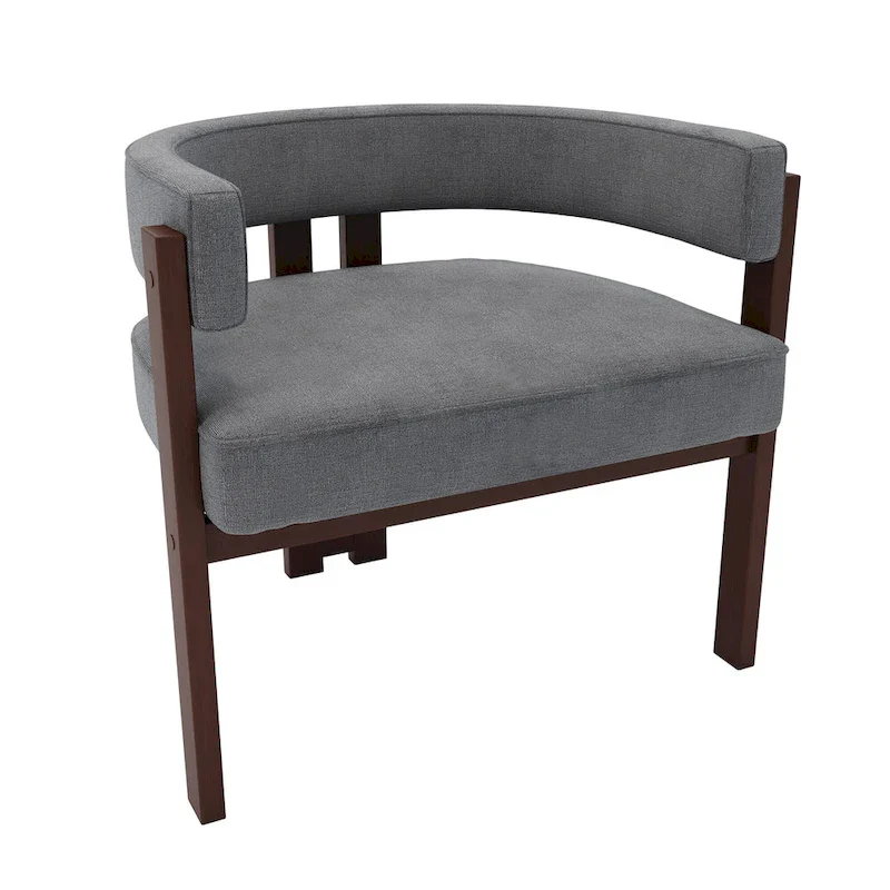 Modern Upholstered Accent Chair with Open Back, Barrel Style