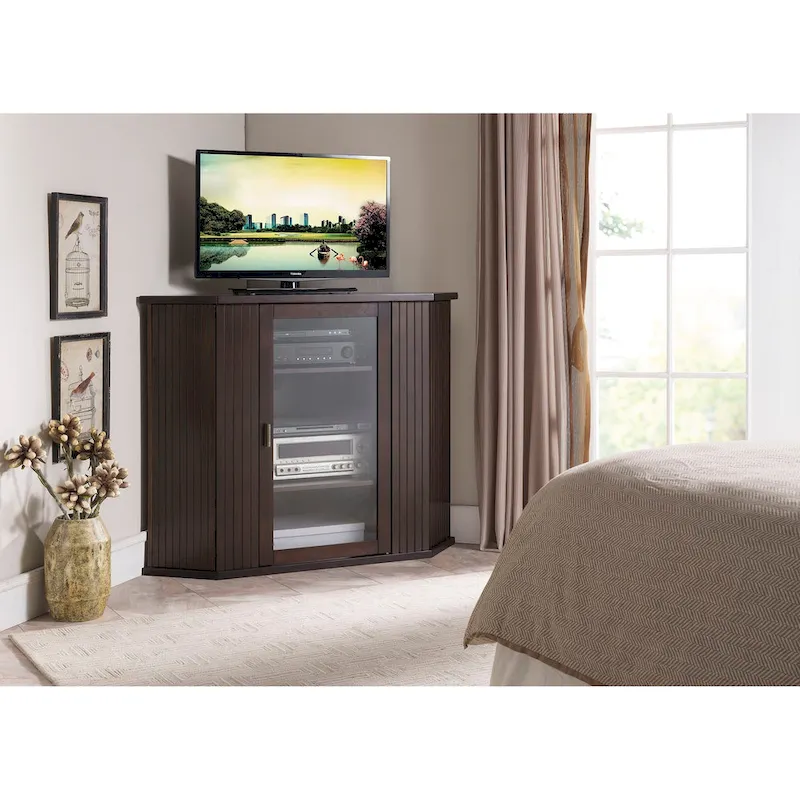 Wood Corner TV Stand with Storage