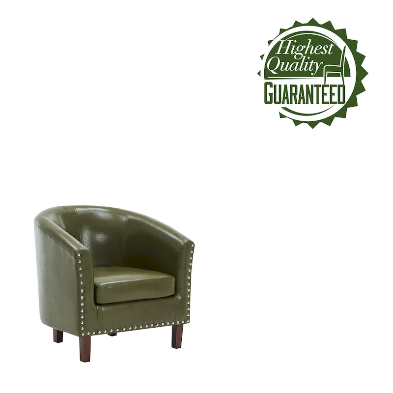 PU Leather Barrel Accent Chair - Brown Single Seat