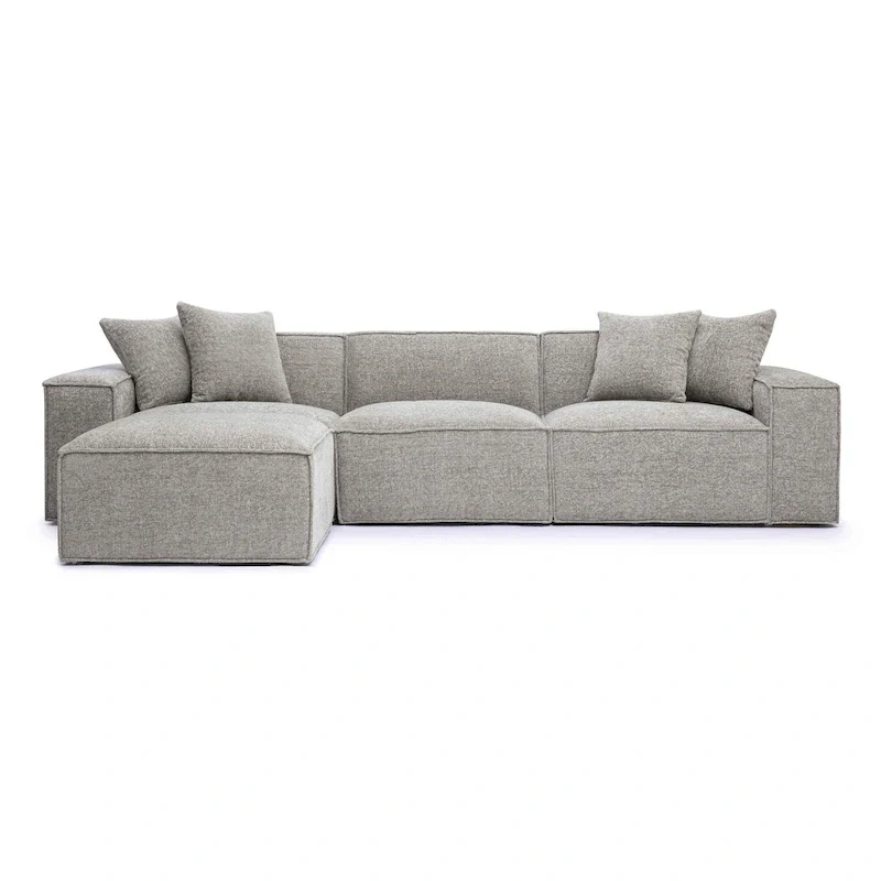 Chenille Basketweave Modular Sectional Sofa - Cream/Charcoal/Taupe - 4-6 Seater