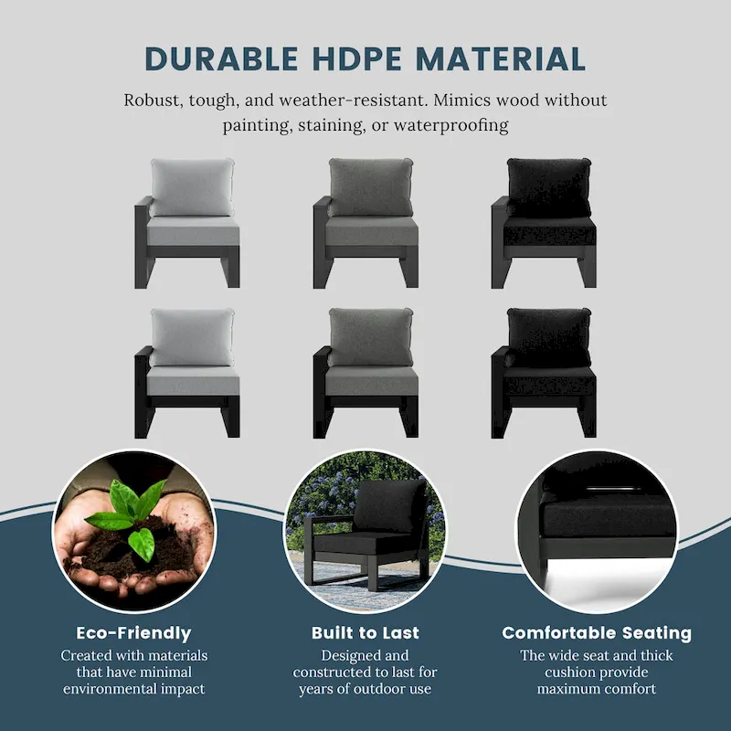 Polytrends Endless Patio 5-Piece Deep Seating Set with Ottoman with Gray Frame