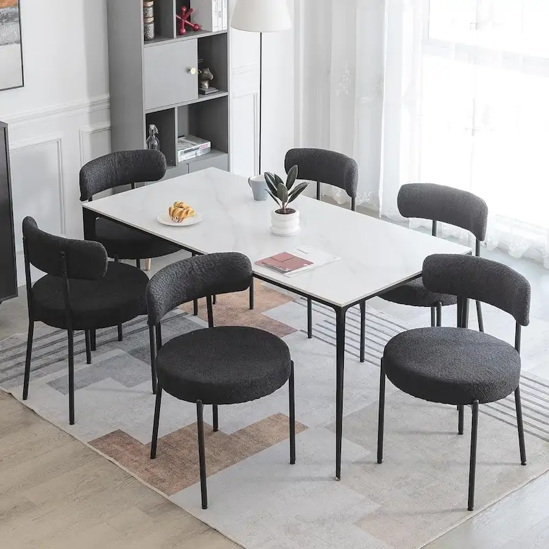 Mid-Century Modern Upholstered Boucle Dining Chairs (Set of 2/4/6)