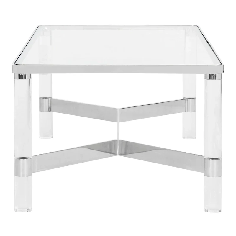 Glass and Acrylic Coffee Table with Chrome Frame - 47