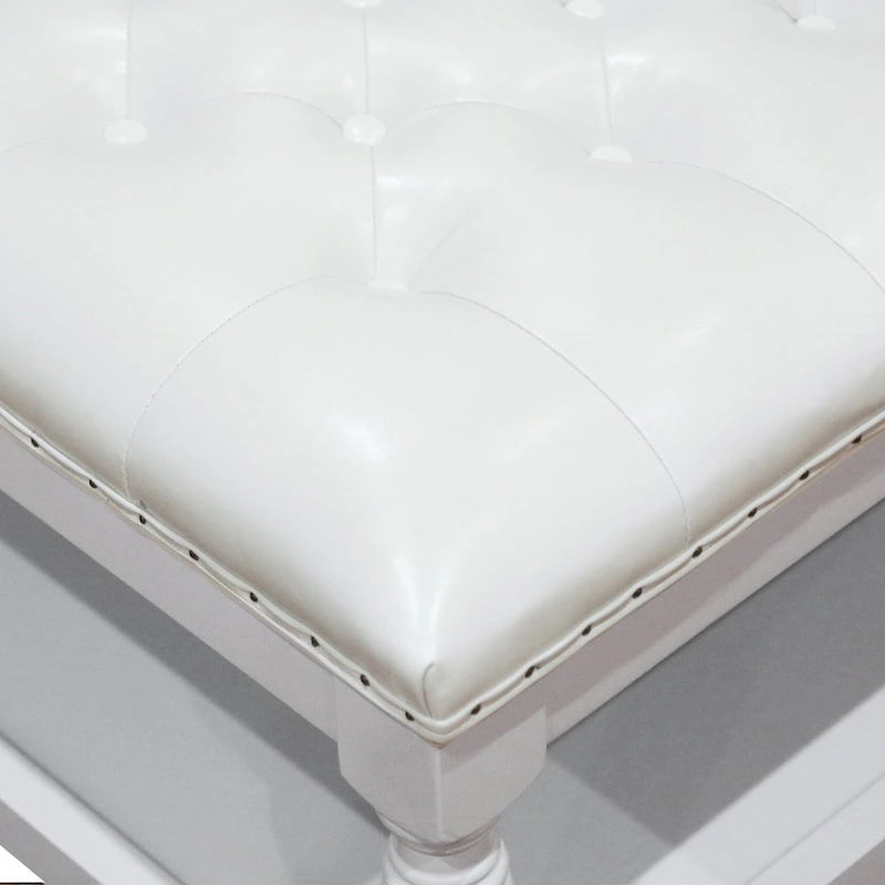 Cairona Tufted Bi-cast leather 34-Inch Shelved Ottoman Table