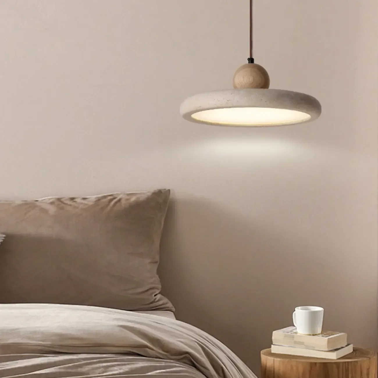 Modern Beige Stone Adjustable Pendant Light