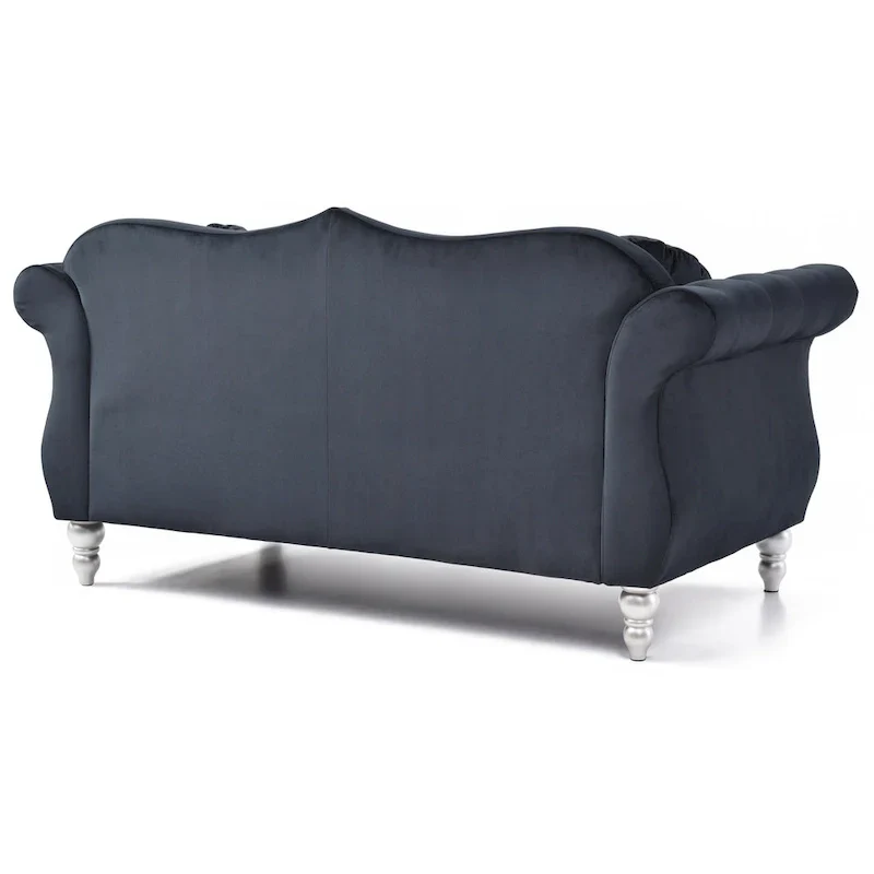 Hollywood 68 in. Velvet Chesterfield Loveseat with 2-Throw Pillow - 68L x 35W x 34H