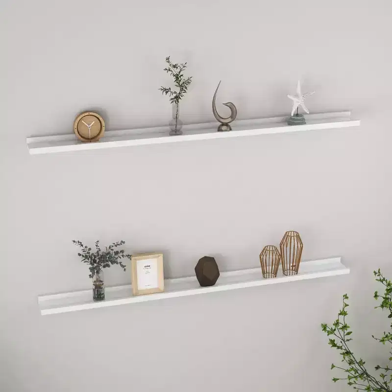 Wall Shelf Set of 2 High gloss white MDF