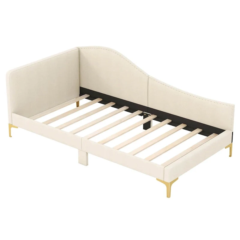 Twin/Full Size Upholstered Daybed Rivet-Tufted Platform Bed