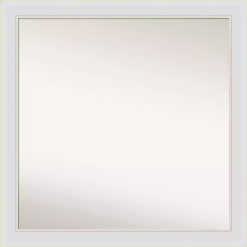 30" x 30" Non-Beveled Flair Narrow Bathroom Wall Mirror Soft White - Amanti Art: Modern Square Polystyrene Frame, Wall Mounted