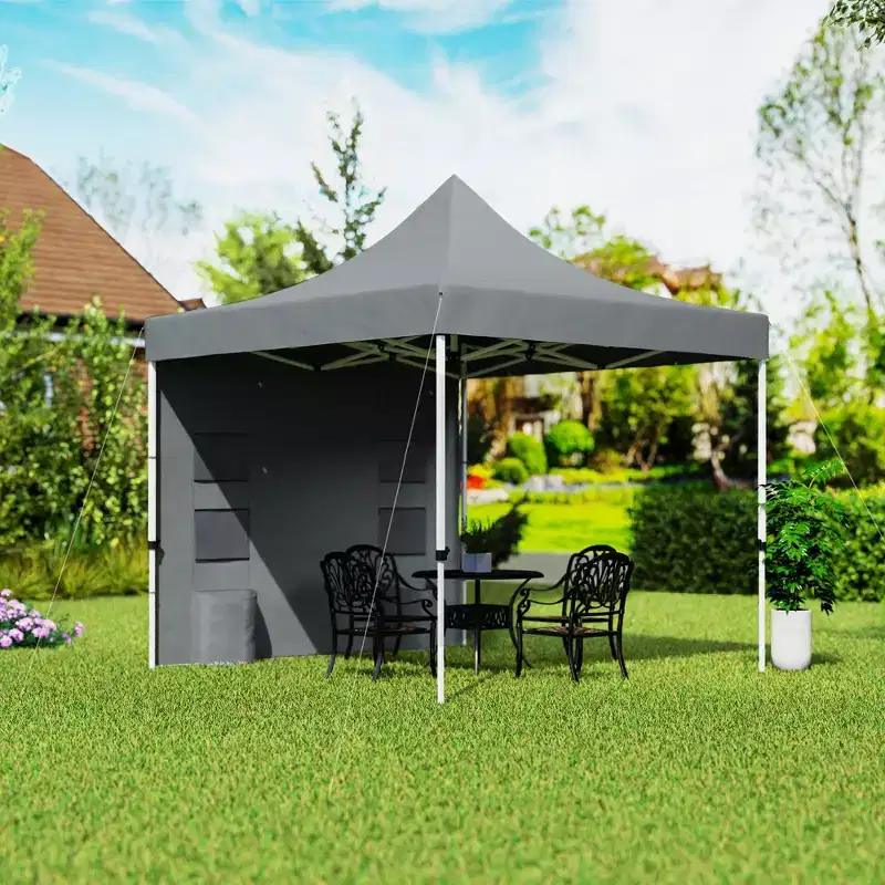Outsunny 10' x 10' Heavy Duty Pop Up Canopy Tent with Sidewall, UPF50+ Instant Sun Shelter