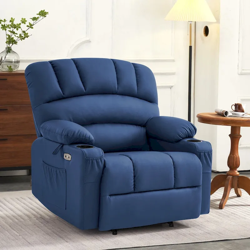 MCombo Power Lift Recliner Chair Sofa with Massage and Heat, Faux Leather R7096 (Medium-Wide)