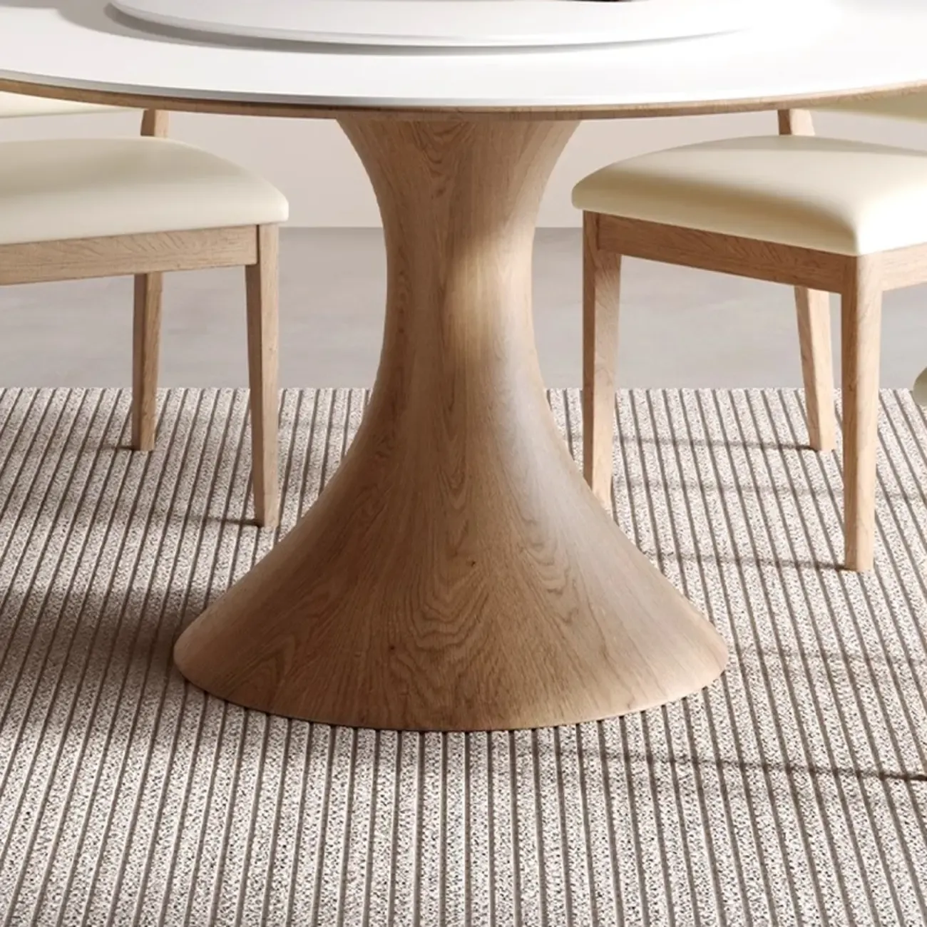 Modern White Stone Round Dining Table