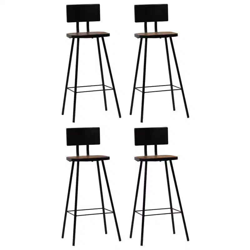 vidaXL Bar Chair Set of 2 Dark Brown, Black