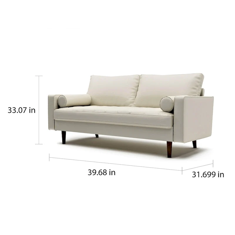 US Pride Faux Leather Mid-century Modern Sofa