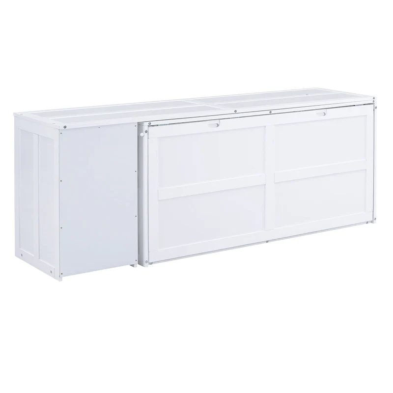 Queen Murphy Bed with Rotating Desk - Pine Wood Foldable