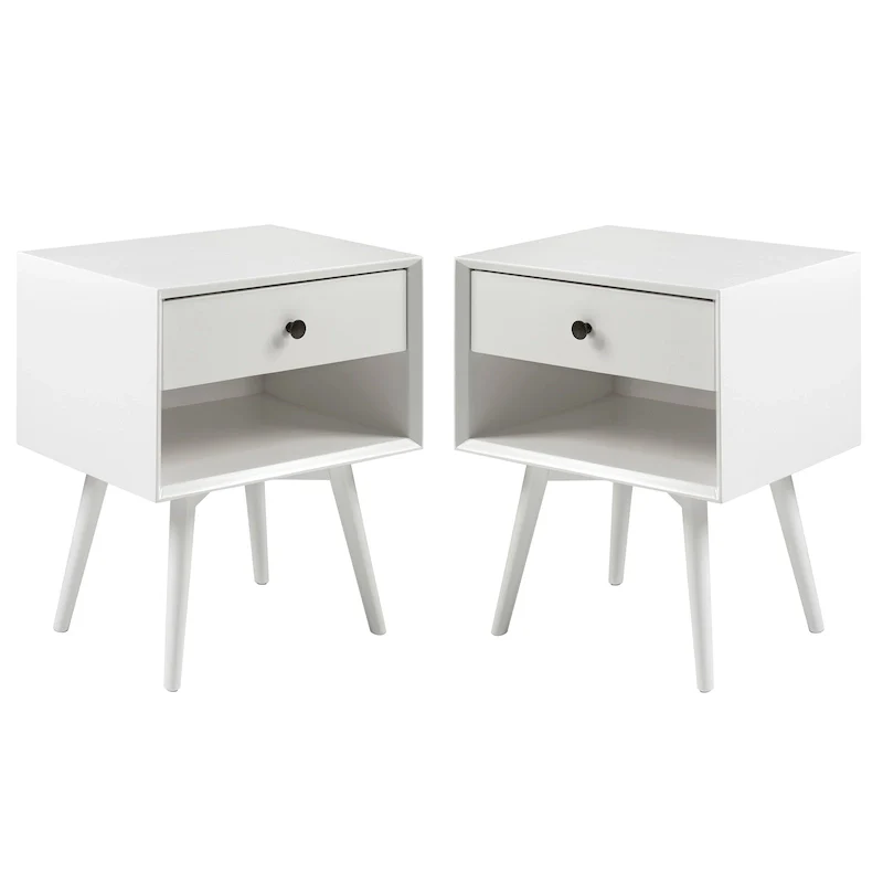 Middlebrook Mid-Century Solid Wood 1-Drawer Nightstand, Set of 2