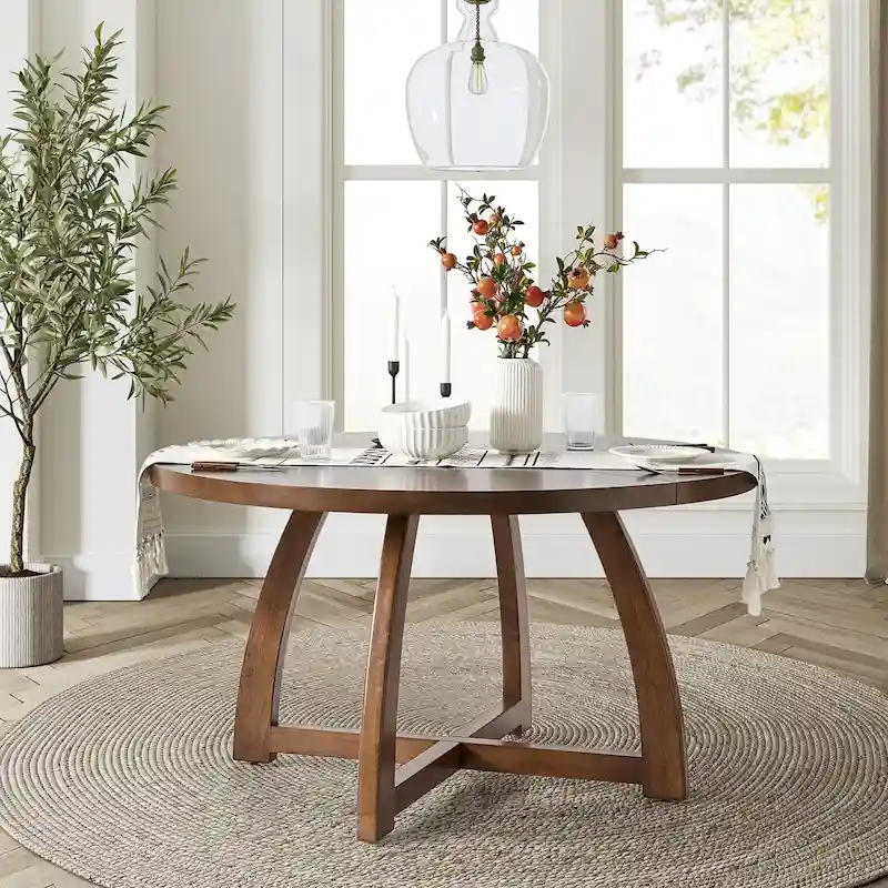 Bryan Mid-century Modern 54 Solid Wood Round Dining Table