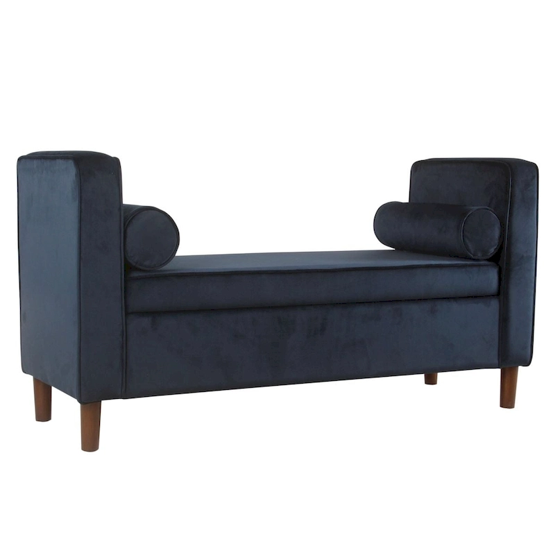Carson Carrington Hamn Velvet Storage Bench - Dark Navy