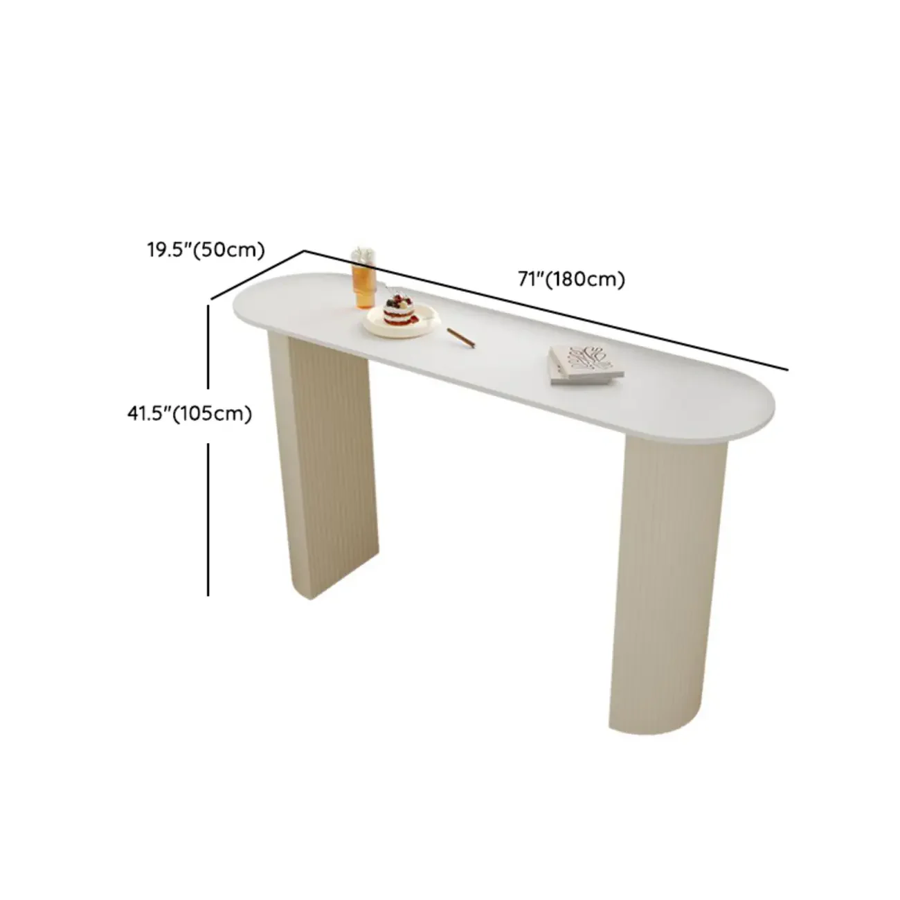 Modern White Stone Top Bar Table Double Pedestal Base
