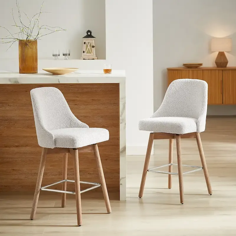 Art Leon Set of 2 Upholstered Counter Height Swivel Barstool