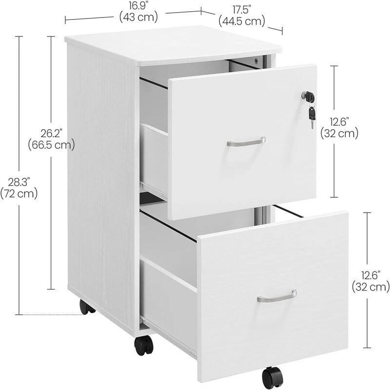 2-Drawer File Cabinet - 16.9D x 17.5W x 28.3H