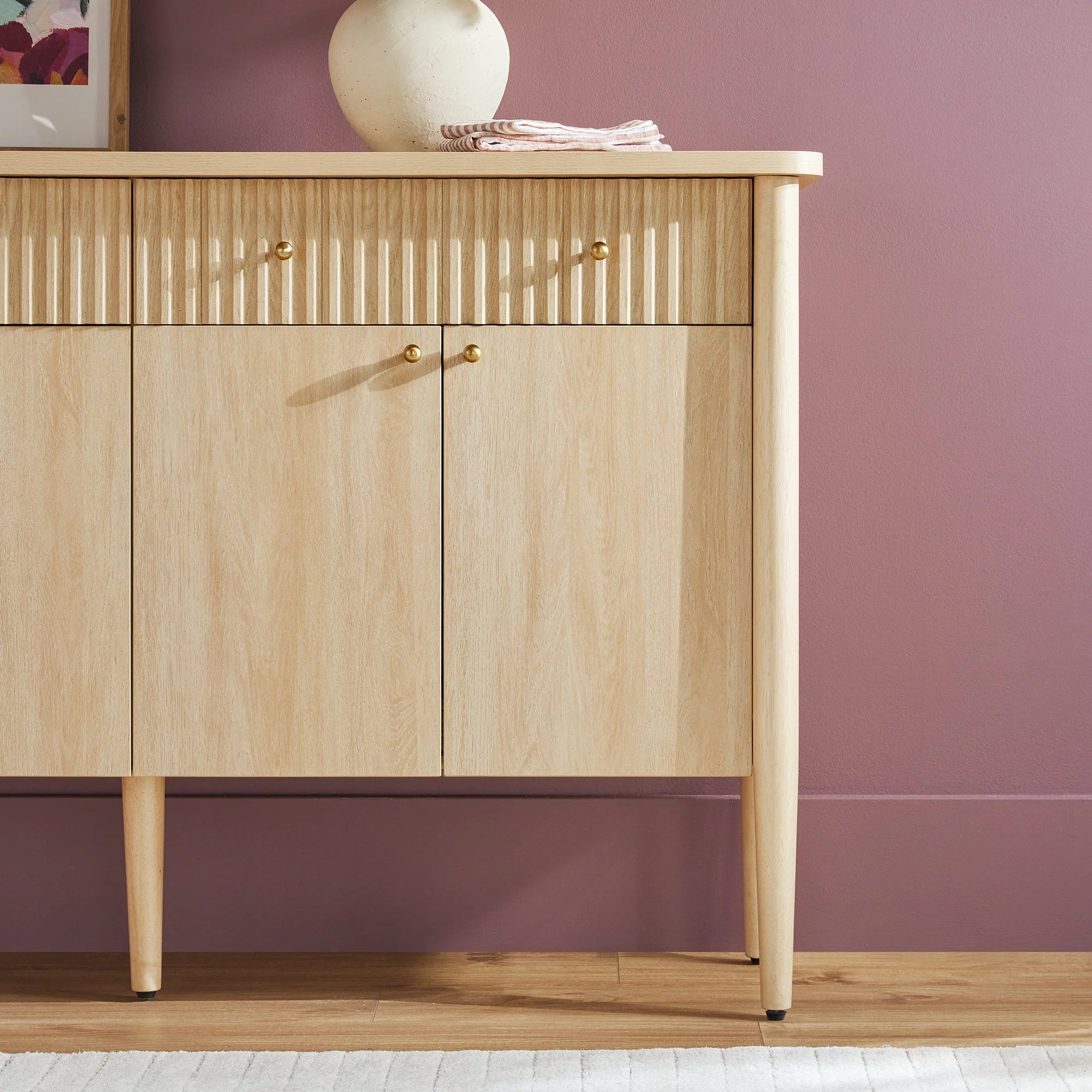 Samantha Modern Fluted Easy Assembly 58 Wood Sideboard /TV Stand