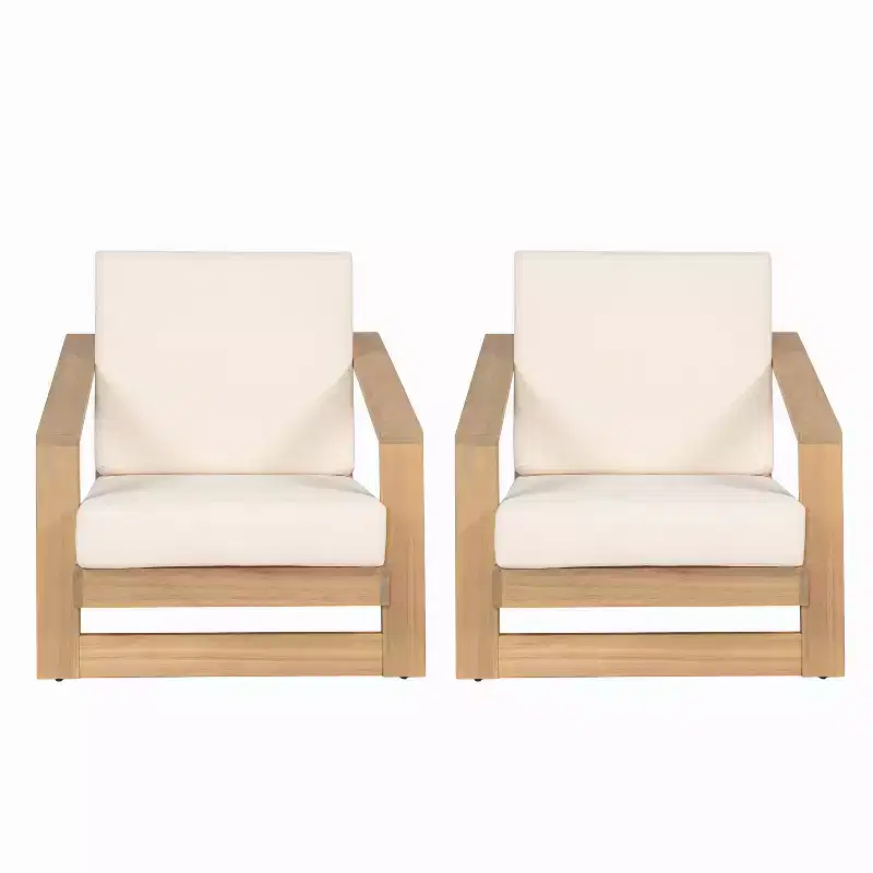 Christopher Knight Home Bennion Modern Acacia Wood Outdoor Accent Chair with Deep Seating (Set of 2)