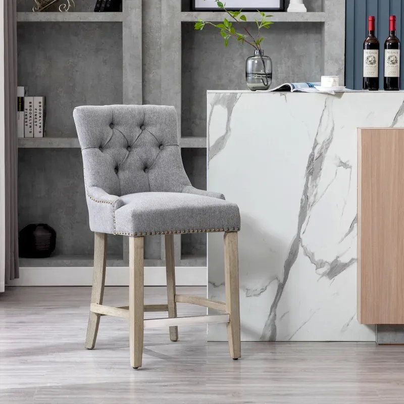 Upholstered Button Tufted Counter Bar Stool
