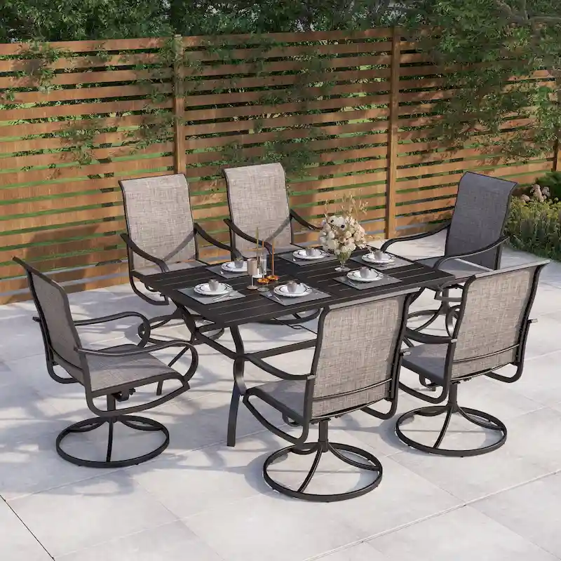 MAISON ARTS Contemporary Ergonomic Outdoor 7-Piece Patio Dining Set