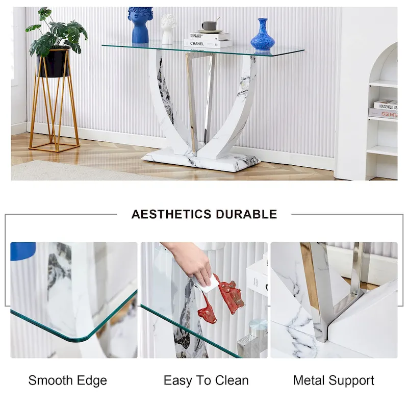 Modern and simple rectangular glass console table