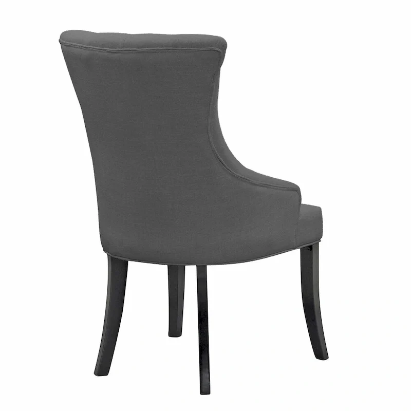 Beige Fabric Dining Chair Wing Chair with Tufted Buttons