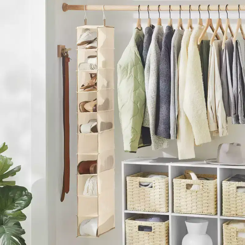 10 Shelf Hanging Shoe Storage Organizer Tan - Brightroom™