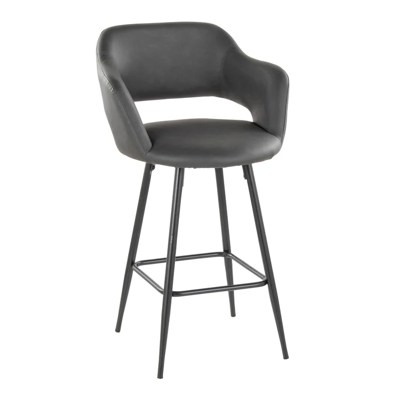 Vallen 26 Fixed-Height Faux Leather Counter Stool with Metal Legs & Square Footrest