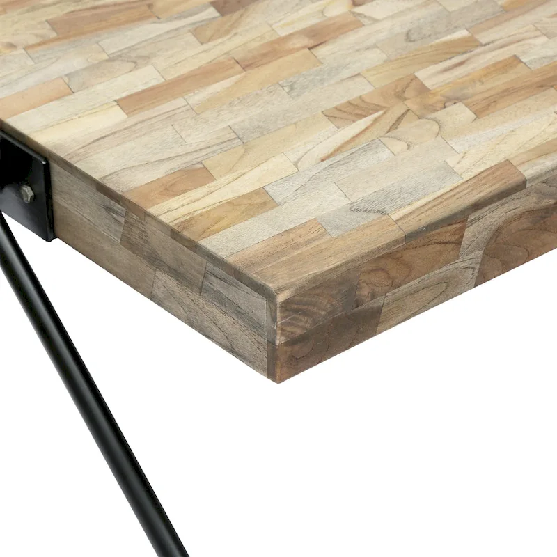 Mango Wood Coffee Table with Iron V-Shaped Legs