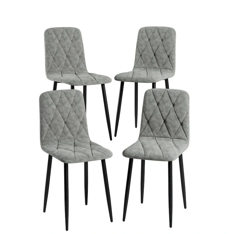Dining Chairs Set of 4, Modern Kitchen Dining Room Chairs, PU Dining Chair Upholstered Cushion Seat and Sturdy Metal Legs